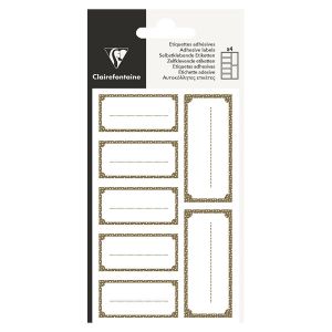 Image de Clairefontaine Étiquettes Blanches et or rectangle adhésives 28 pcs