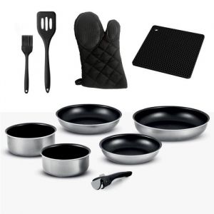 Image de Kitchencook Batterie De Cuisine 10 Pieces Avec Poignee Amovible Tfi Titane10