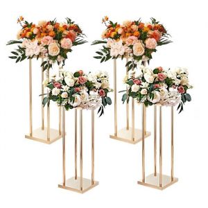 VEVOR 4PCS Support de Fleurs de Mariage 80 cm Porte-Fleurs Métal Doré Centre de Table Mariage Vase Géométrique Stratifié Présentoir Floral pour Réception d'Événements, Décoration de Fête à la Maison