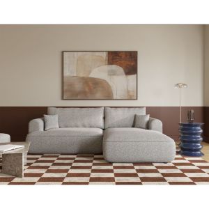 Canapé d'angle droit convertible 3 places gris beige