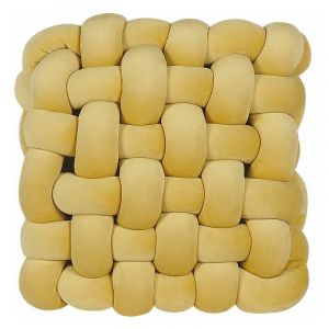 Beliani Coussin noeud jaune moutarde tissé 30 x 30 cm SIRALI