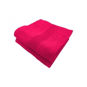 Lot de 2 serviettes de bain coton et bambou - 600gr-m² - Couleurs serviettes Bambou - Fuschia - 100 x 150 cm
