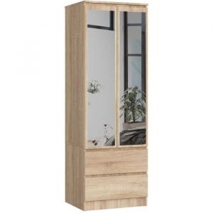 Armoire Akord S60 avec miroir Chêne Sonoma 60 cm 2 portes 2 tiroirs façade Chêne Sonoma 1 étagère 60x51x180 cm