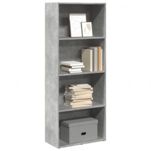 VidaXL Biblioth&egrave;que gris b&eacute;ton 60x30x152 cm bois d'ing&eacute;nierie, &eacute;tag&egrave;re, &eacute;tag&egrave;re &agrave; livres, support de livre, armoire de rangement, &eacute;tag&egrave;re de rangement