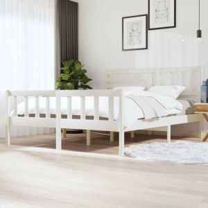 VidaXL Cadre de lit Blanc Bois massif 180x200 cm Super King