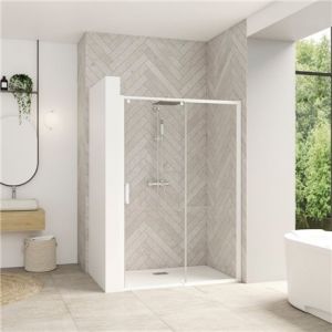 Kinedo Parois de douche SMART DESIGN coulissant 127-140cm profilé blanc avec verre transparent - PA9214BTNE