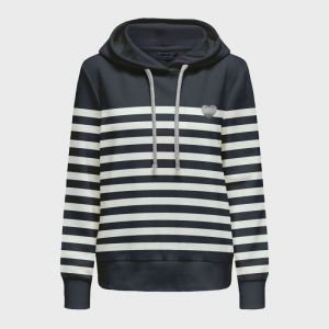 Only Sweat &Agrave; Capuche Marini&egrave;re Avec Coeur Imprim&eacute; Audrey Femme