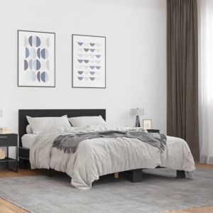 VidaXL Cadre de lit noir 140x190 cm bois d'ingénierie et métal, lit, lit d'invité, lit double, meuble de chambre à coucher, sommier