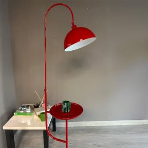 Lampadaire Moderne en Métal Rouge Avec Plateau et Tête Mobile, Culot E27, Lampadaire Moderne Pour Salon ou Chambre
