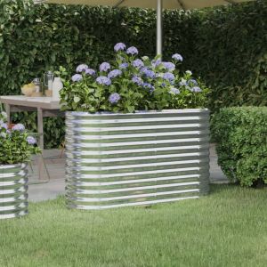 VidaXL Jardinière de jardin Acier enduit de poudre 114x40x68cm Argenté