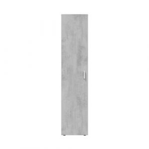 Pegane Armoire meuble de rangement en panneau de particules mlamin coloris blanc mat et gris ciment - Hauteur 182 x Longueur 41 cm x Profondeur 37 cm -