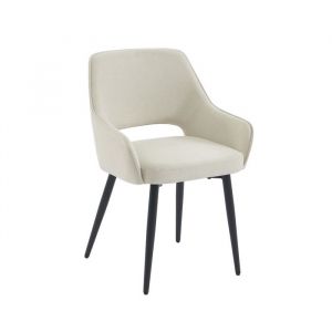 Lot de 2 fauteuils tissu beige pieds métal noir