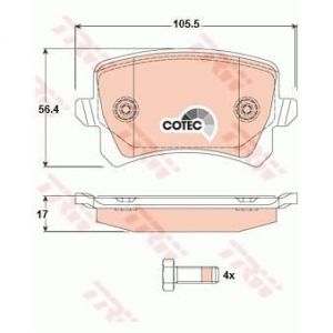Image de Trw Jeu de 4 plaquettes de frein à disque AUDI Q3, VOLKSWAGEN TIGUAN, VOLKSWAGEN PASSAT, VOLKSWAGEN CC, AUDI A6 (161GDB1763)