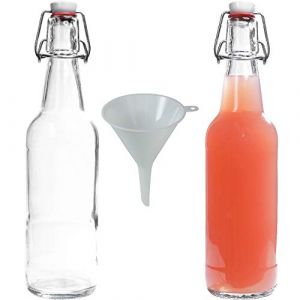 Viva Lot de 2 Bouteilles en Verre avec Bouchon 500 ML + Entonnoir Blanc &Oslash; 9,5 cm