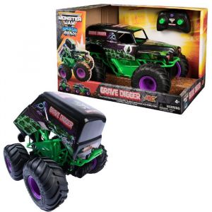 Spin Master Smash & Bash Grave Digger officiel, V&eacute;hicule radiocommand&eacute; int&eacute;rieur/ext&eacute;rieur, monster truck r&eacute;parable &agrave; l''&eacute;chelle 1:15, jouets pour gar&ccedil;ons et filles &agrave; partir de 4 ans, Voiture t&eacute;l&eacute;command&eacute;e
