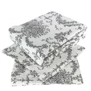 Couvre-Lit Quilt Matelass&eacute; avec 2 taies d'oreiller 40x40 cm- Noir et Blanc Ornament J-066, 180x220 cm