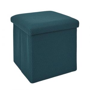 Image de The home deco factory HOME DECO FACTORY, HD0504, Coffre Pouf Pliable Design Contemporain Multifonctionnel Rangement Pratique et Confortable, Idéal pour Salon ou Chambre, Taille M, Couleur Bleu
