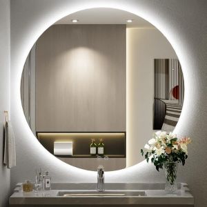 70cm Miroir Rond Salle de Bain Lumineux Miroir Salle de Bain avec LED 3 Mode de Lumières Dimmable Anti-buée