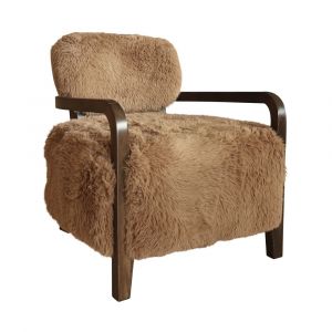 Now's Home Fauteuil imitation fourrure et structure en bois, yack