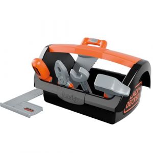 Smoby Black+Decker - Boite à Outils + 6 Outils - Tournevis, scie, Marteau, clé Plate, équerre, Pince Inclus - A Partir de 3 Ans - Fabrication Française