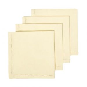 Lot de 4 serviettes de table en coton, Crème - Homescapes