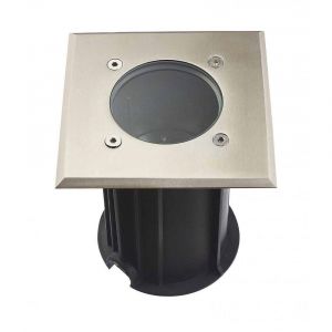 Support Spot Encastrable Sol GU10 AC220-240V Étanche IP67 Carré - perçage 90mm Diffuseur Transparent