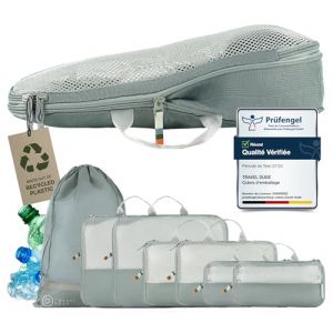 Organiseur de voyage Bagage Sac Compression Packing Cubes Rangement valise (Bleu acier 7)