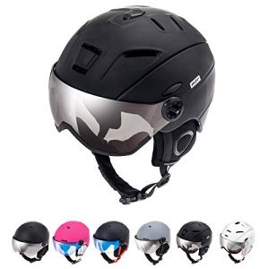 Meteor Casque de ski HOLO - Lunettes int&eacute;gr&eacute;es - Syst&egrave;me Air Flow - L - Noir