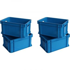 Artecsis 4x Mini caisse rangement plastique Bleu - 11L - 35x24x18cm - Bac plastique - Rangement Bureau Buanderie Cuisine