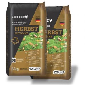Fuxtec Engrais gazon automne FX-RDH10 – NPK 5+3+12 – 2X sacs 5 kg pour 250 m² – granulés solubles – nutrition durable Made in Germany