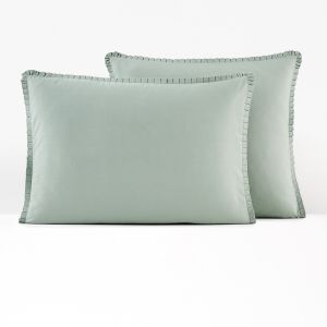 Taie d'oreiller percale de coton, volants plissés Sauge Taille 50x70 cm;63x63 cm