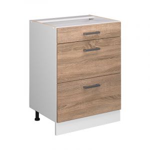Meuble bas universel R-Line, 60 cm avec tiroirs, sans plan de travail, Sonoma, Vicco