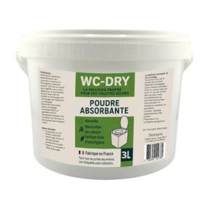 Poudre absorbante toilettes sèches 3L désodorisant naturel eucalyptus fabriqué en France camping randonnée chantiers