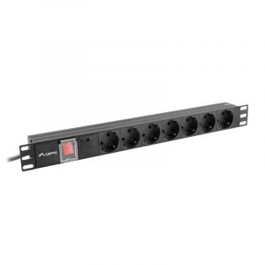 PDU Lanberg PDU-07F-0200-IEC-BK 1U Horizontale 7 Sorties AC Type F