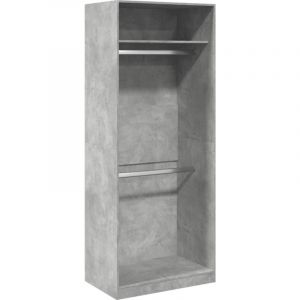 VidaXL Garde-robe gris béton 80x50x200 cm bois d'ingénierie, armoire de rangement, organisateur de garde-robe, armoire, placard, garde-robe de chambre