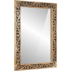 VidaXL Miroir de bain 50x70x2,5 cm bois de manguier massif et verre