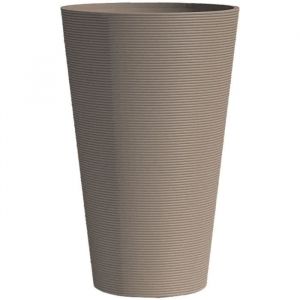 Garden id Pot De Fleurs Haut - Green Care Sense Haut Taupe - 55 Cm - Garantie De 10 Ans - 100% Recyclé - Résistance Uv Et Gel