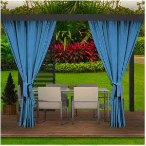 Setgarden - Rideaux D'extérieur Bleu Rideau 2x155x240cm Rideau pour Pergola Imperméable Rideau Exterieur pour Terrasse Rideau Pare-Soleil pour Balcon