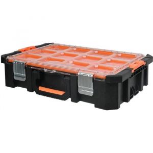 Mallette organiseur TOOD 12 godets amovibles Couvercle transparent 53 37 13 cm