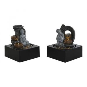 Fontaine de jardin DKD Home Decor Buda R&eacute;sine 18 x 18 x 22 cm Oriental (2 Unit&eacute;s)