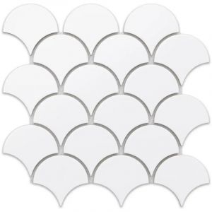 Ilcom - Mosa&iuml;que en c&eacute;ramique sur maille pour salle de bain ou cuisine 29cm x 28.5cm - First Snow