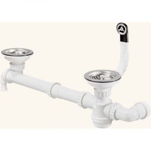 Vidage manuel CUIPD341 pour &eacute;vier TUNIA 2 bacs - Siphon gain de place