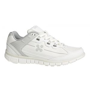 Oxypas Oxysport 'Sunny' Slip-resistant, Antistatic Leather Nursing Trainers, White/Grey (Light Grey), 5 UK (38 EU)