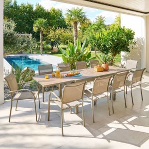 Hesperide Table de jardin 10 places Piazza extensible caf&eacute;
