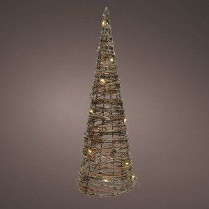 Image de Kaemingk Pyramide lumineuse &agrave; piles Rattan Blanc chaud 30 LED
