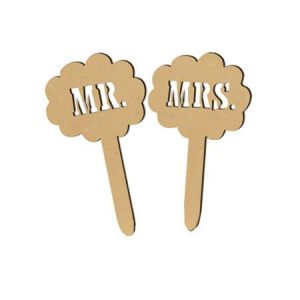 Sujet en bois médium - Photobooth panneau MRS.et MR.2pcs - 22 x 10,5 cm un sujet
