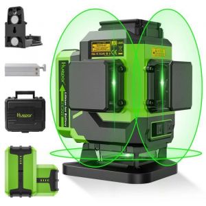 9211G Niveau Laser Croix Vert avec 2 Points Laser, diy Ligne Laser avec Fonction de Auto-nivellement et Inclinaison, Distance de Travail 15m, Support