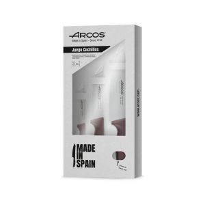 Arcos Niza - Set de couteaux de cuisine 3 pi&egrave;ces (L&eacute;gumes + Cuisine + Chef) - Couleur Rouge m&eacute;tallique