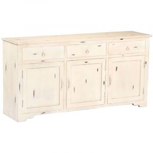 Image de Buffet bahut armoire console meuble de rangement blanc 160 cm bois de manguier m if 4402184