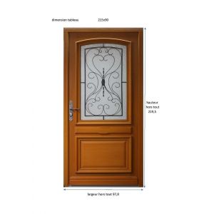 Porte d'entrée Bois Pleine, Eyden, H.215xl.90 p. droite Cote Tableau GD MENUISERIES
